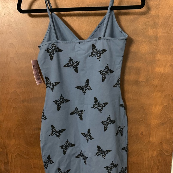 Blue Butterfly Body Con Dress 